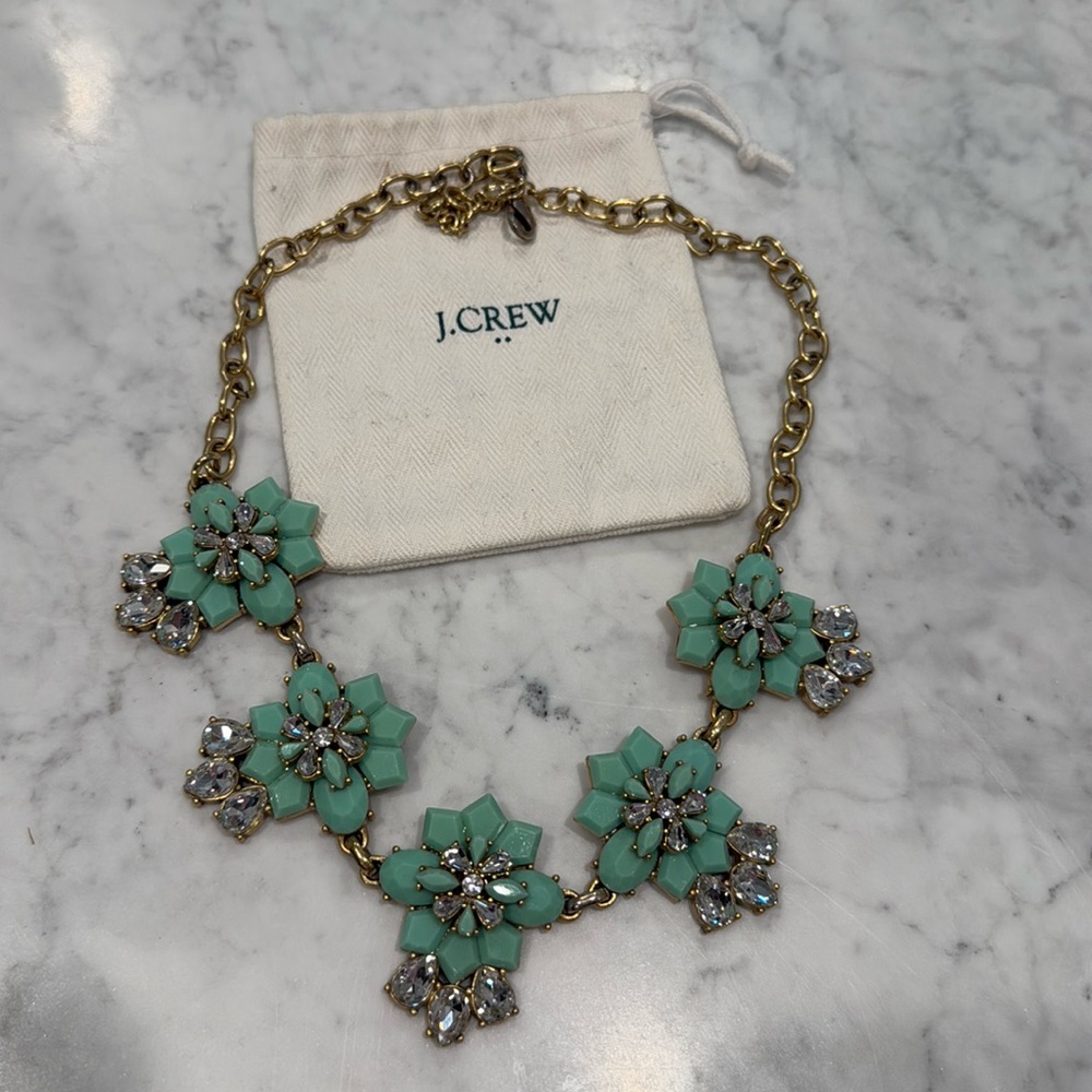 J.Crew turquoise and rhinestone necklace